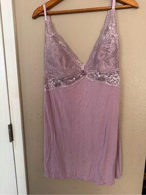 Lace-Trim Lavender Chemise Slip